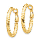 14K 3x26mm Diamond-cut Oval Omega Back Tube Hoop Earrings TF1706