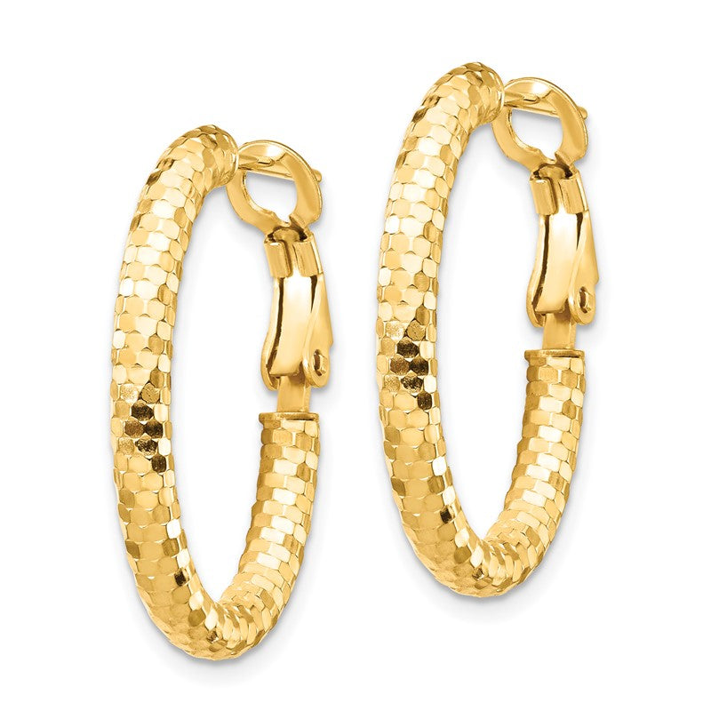 14K 3x26mm Diamond-cut Oval Omega Back Tube Hoop Earrings TF1706