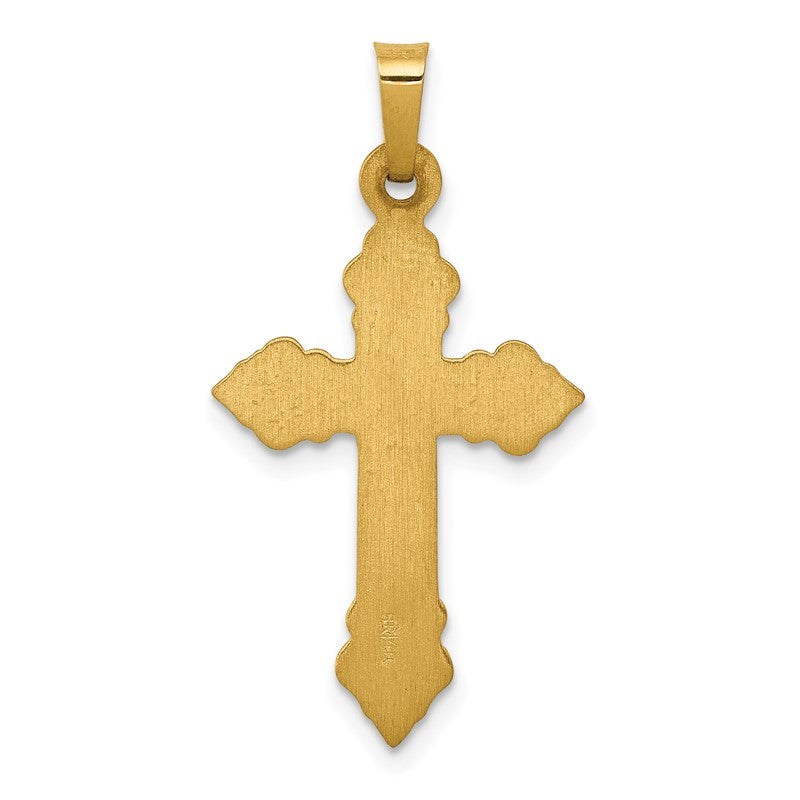 14k Brushed and Polished Fleur de Lis Cross Pendant XR1472