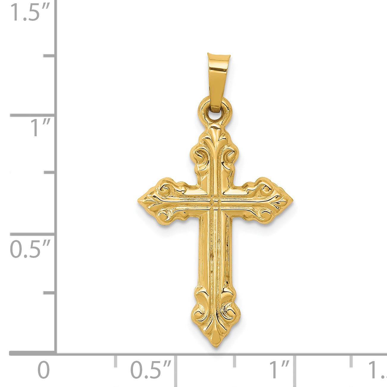 14k Brushed and Polished Fleur de Lis Cross Pendant XR1472
