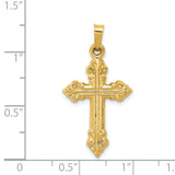 14k Brushed and Polished Fleur de Lis Cross Pendant XR1472
