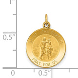 14k Polished and Satin Solid St John the Baptist Medal Round Pendant XR407