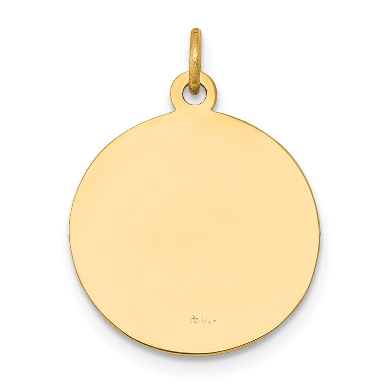 14k Polished and Satin Solid St John the Baptist Medal Round Pendant XR407