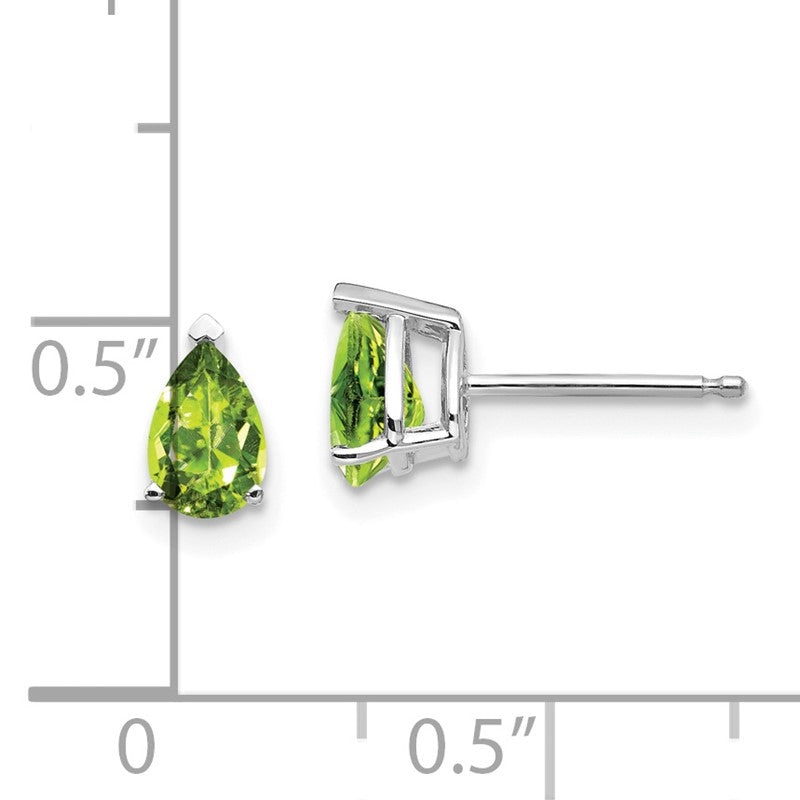 14k White Gold 6x4mm Pear Peridot Post Earrings XE79WPE