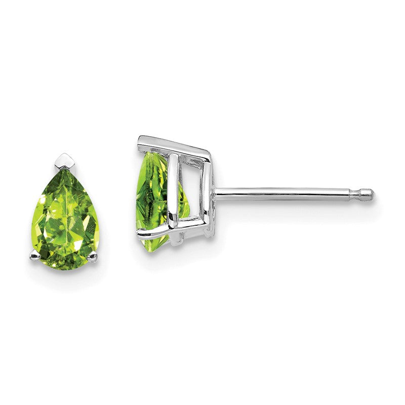 14k White Gold 6x4mm Pear Peridot Post Earrings XE79WPE