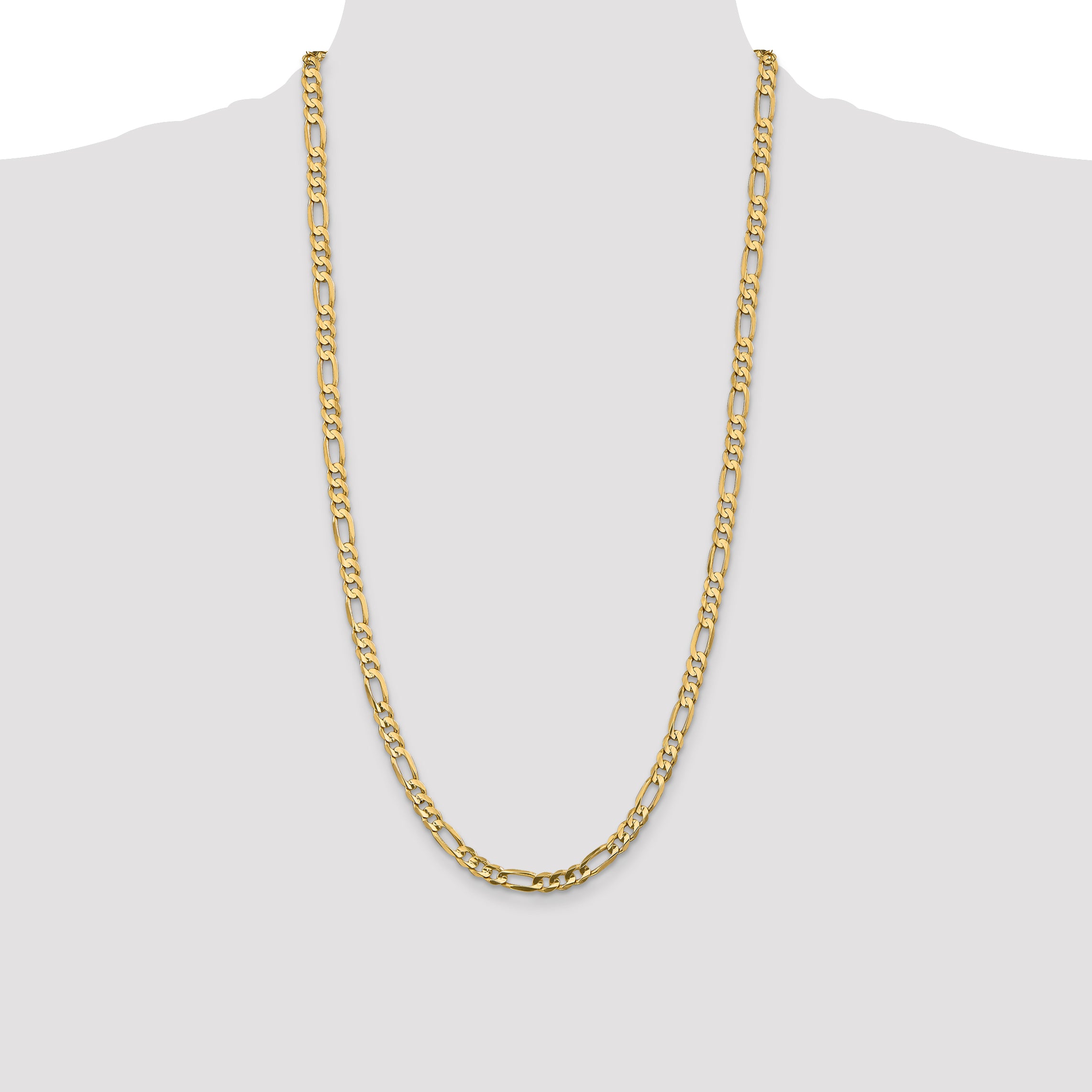 14K 26 inch 5.5mm Concave Open Figaro with Lobster Clasp Chain LFG140