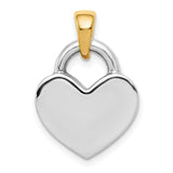 14k and White Rhodium Hollow Polished 3-D Reversible Heart Charm M2364