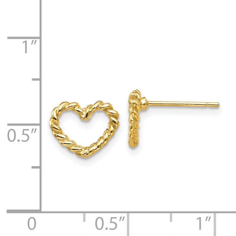 14k Polished Open Twisted Heart Post Earrings H1067