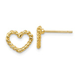 14k Polished Open Twisted Heart Post Earrings H1067