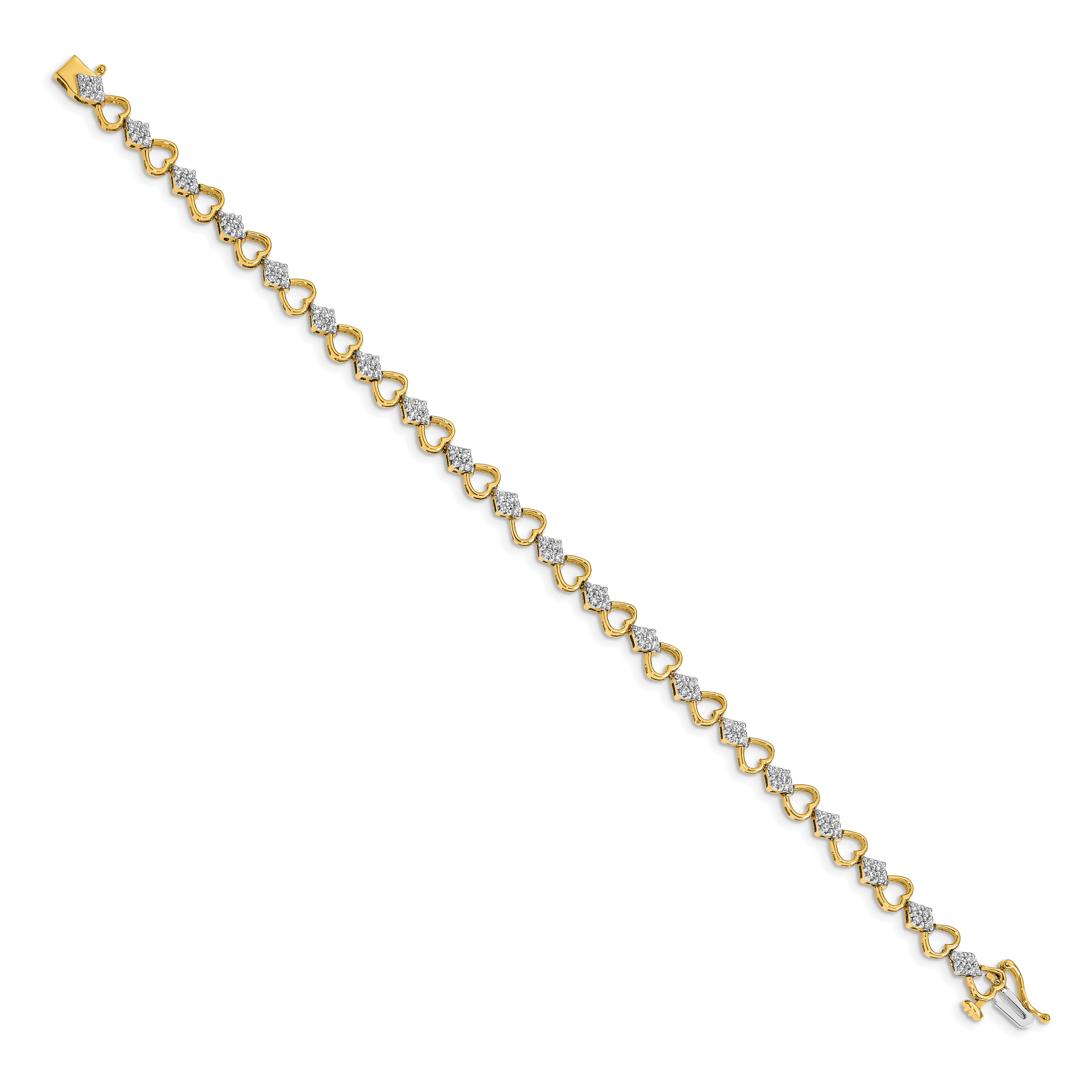 14k Complete 1.08 carat Diamond Heart Link 7 inch Bracelet BM4608