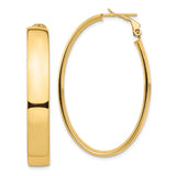 14k 7x43mm High Polished Oval Omega Back Tube Hoop Earrings PRE968