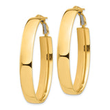 14k 7x43mm High Polished Oval Omega Back Tube Hoop Earrings PRE968