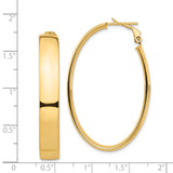 14k 7x43mm High Polished Oval Omega Back Tube Hoop Earrings PRE968