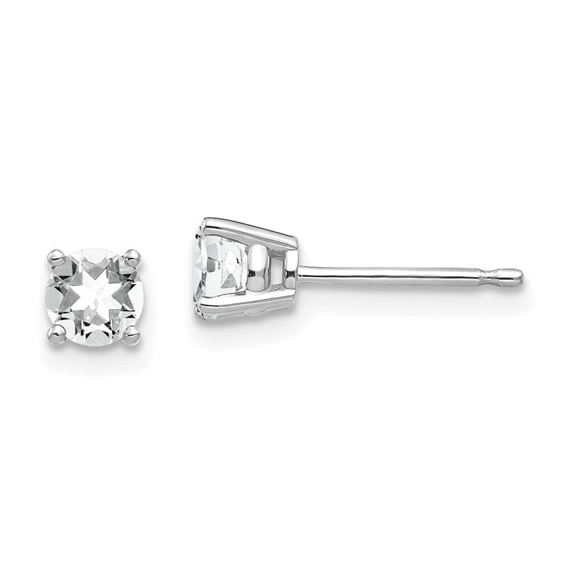 14k White Gold 4mm Round Cubic Zirconia Post Earrings XE71WCZ