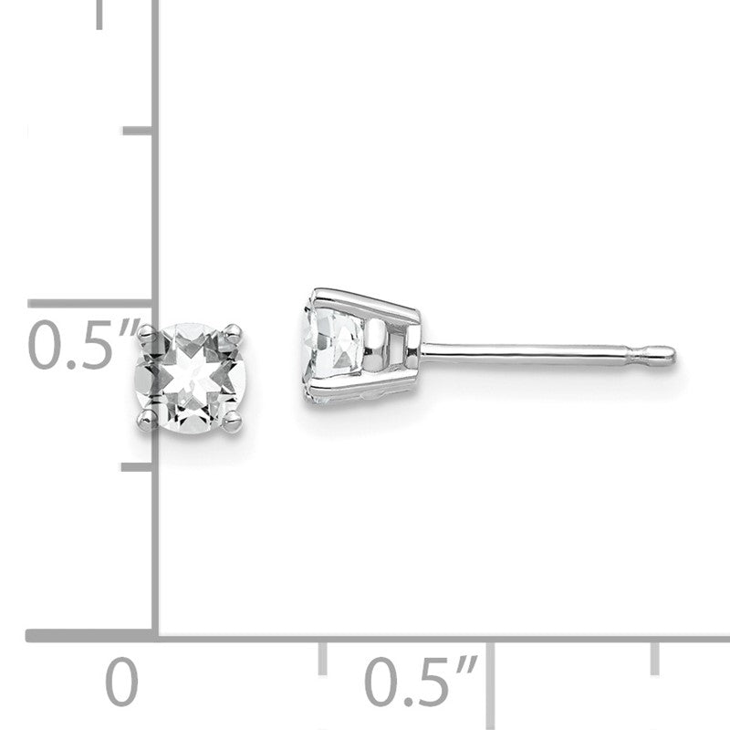 14k White Gold 4mm Round Cubic Zirconia Post Earrings XE71WCZ