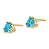 14k 7mm Trillion Blue Topaz Post Earrings XE95BT