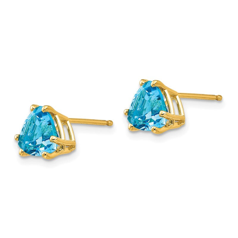 14k 7mm Trillion Blue Topaz Post Earrings XE95BT