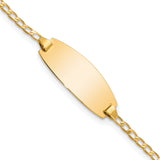 14k Polished Solid Chain/Solid Plate Curb Link Oval 18.5x8.5mm Plate 5.5 inch Baby/Child ID Bracelet LID85