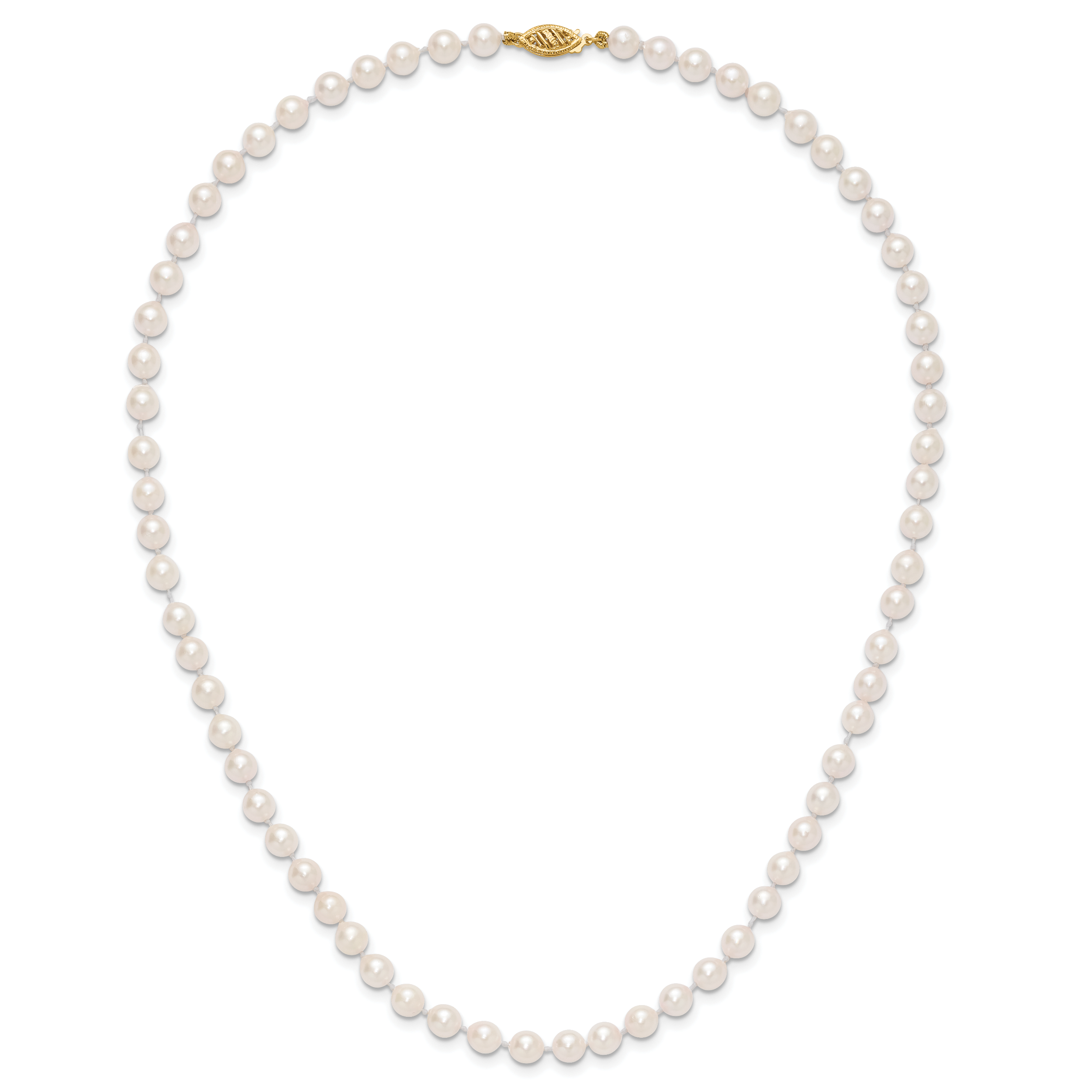14k 5-6mm White Round Akoya Saltwater Cultured Pearl 16 inch Necklace PL50AA