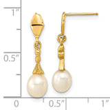 14k 5-6mm White Teardrop Freshwater Cultured Pearl Post Dangle Earrings XF675E