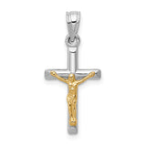 14k Two-tone Hollow Crucifix Charm D3595