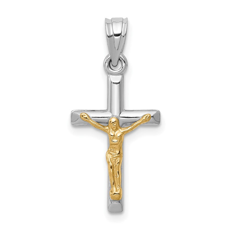 14k Two-tone Hollow Crucifix Charm D3595