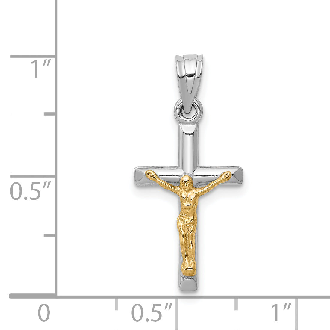 14k Two-tone Hollow Crucifix Charm D3595