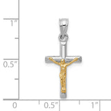 14k Two-tone Hollow Crucifix Charm D3595
