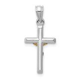 14k Two-tone Hollow Crucifix Charm D3595