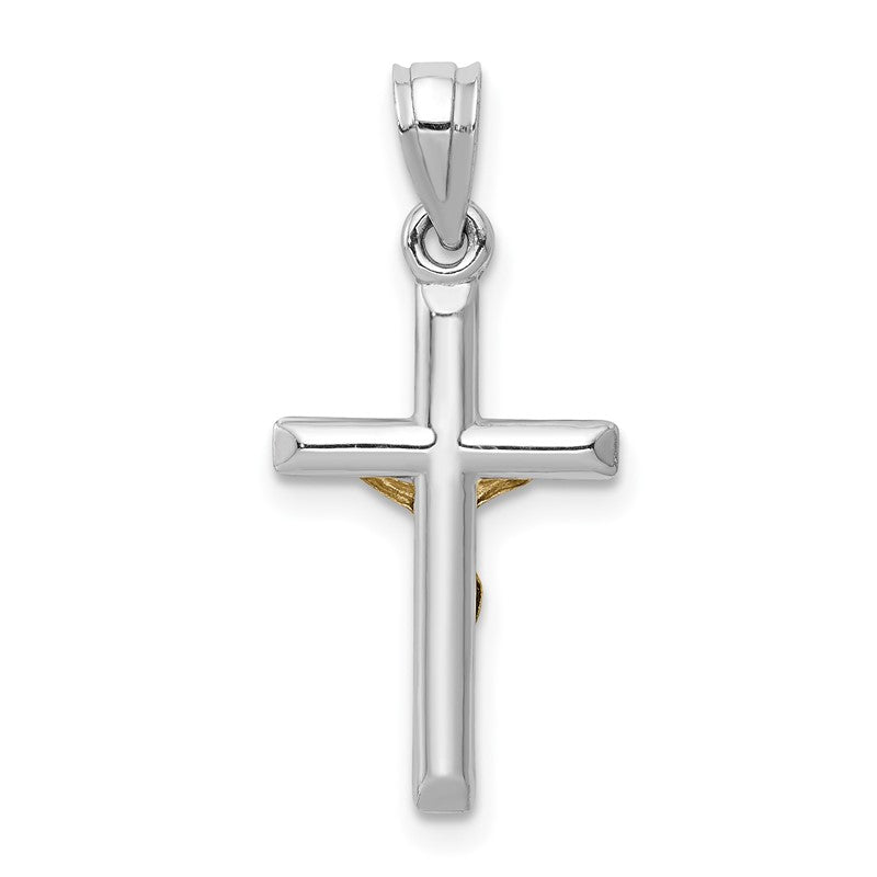 14k Two-tone Hollow Crucifix Charm D3595