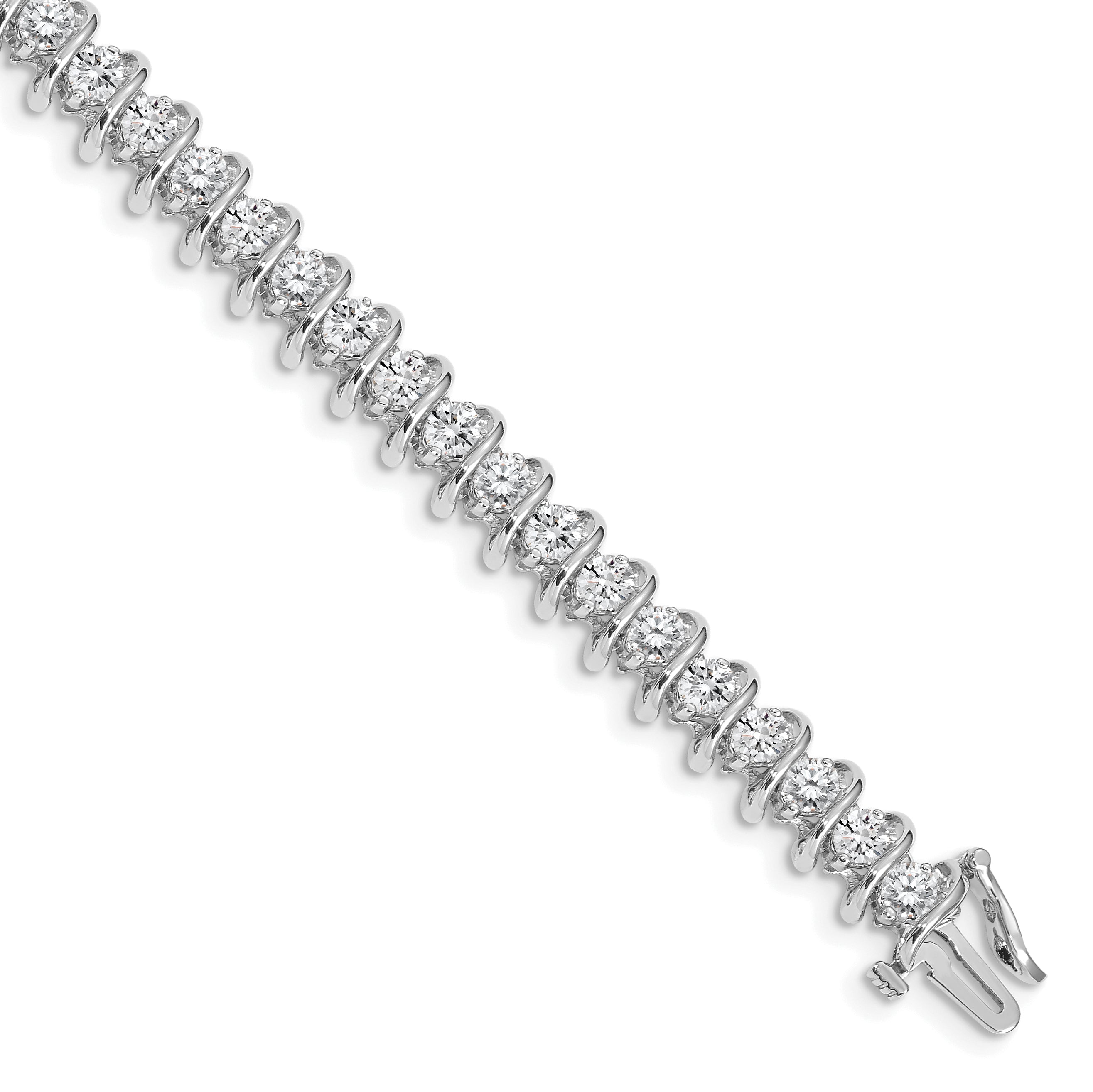 14k White Gold Complete 5 carat Round VS Diamond Fancy Spiral 7 inch Tennis Bracelet X2006WVS