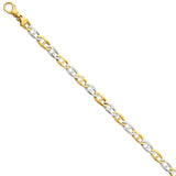 14K Two-tone 18 inch 6.5mm Hand Polished Fancy Link with Fancy Lobster Clasp Chain LK504