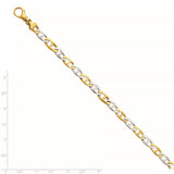 14K Two-tone 18 inch 6.5mm Hand Polished Fancy Link with Fancy Lobster Clasp Chain LK504