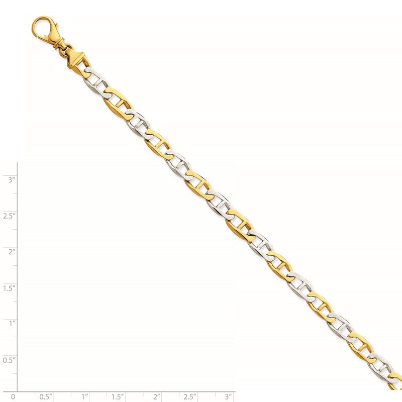 14K Two-tone 18 inch 6.5mm Hand Polished Fancy Link with Fancy Lobster Clasp Chain LK504