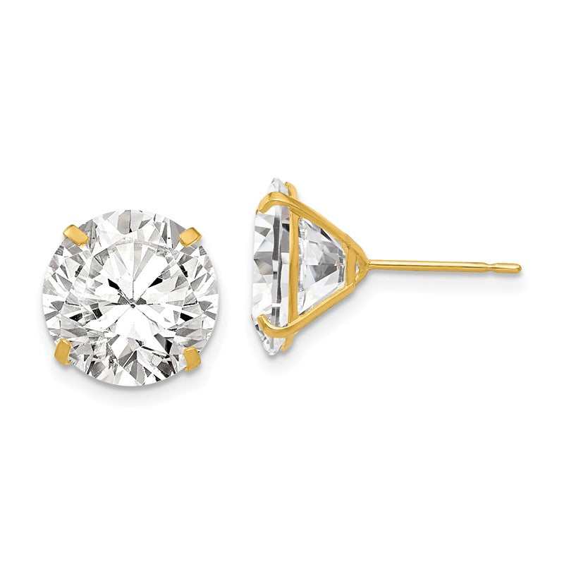14k 11mm Round CZ Post Earrings XD34CZ