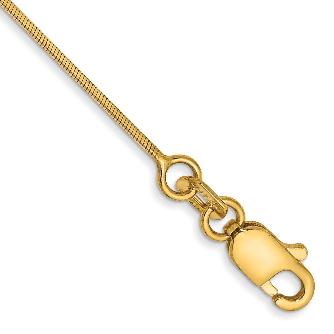 14K 10 inch .6mm Octagonal Snake with Lobster Clasp Anklet OSA080