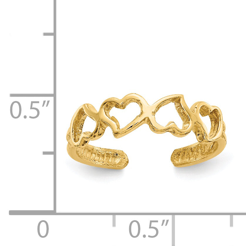 14K Open Hearts Toe Ring K3837