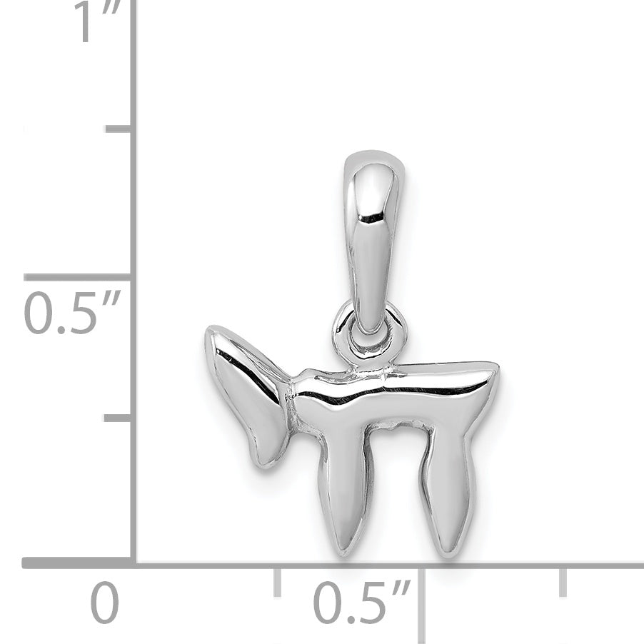 14k White Gold Polished Chai (Life) Pendant K526