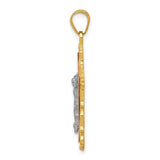 14K Tri-color Diamond-cut Filigree Crucifix Pendant D3644
