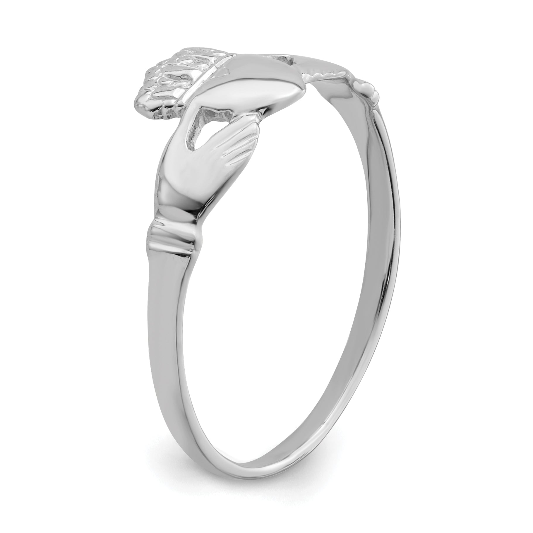 14k White Gold Ladies Claddagh Ring D3106