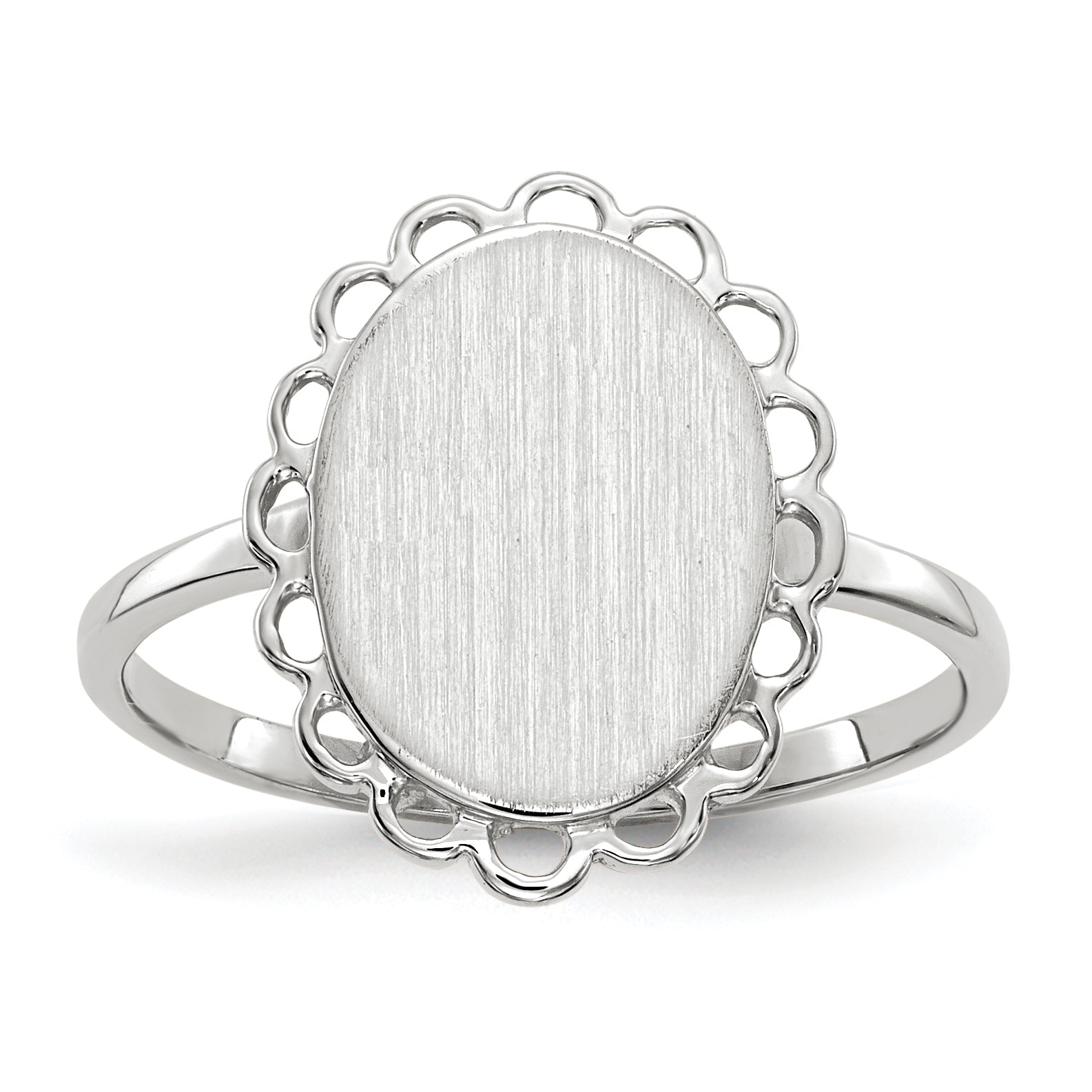 14k White Gold 9.0x11.5mm Open Back Signet Ring RS566