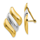 14k and White Rhodium Diagonal Ribbed Omega Back Non-pierced Earrings TF206