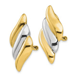 14k and White Rhodium Diagonal Ribbed Omega Back Non-pierced Earrings TF206