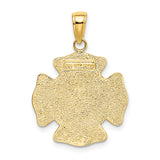 14k Two-tone Polished and Satin Solid Saint Florian Medal Pendant K5083