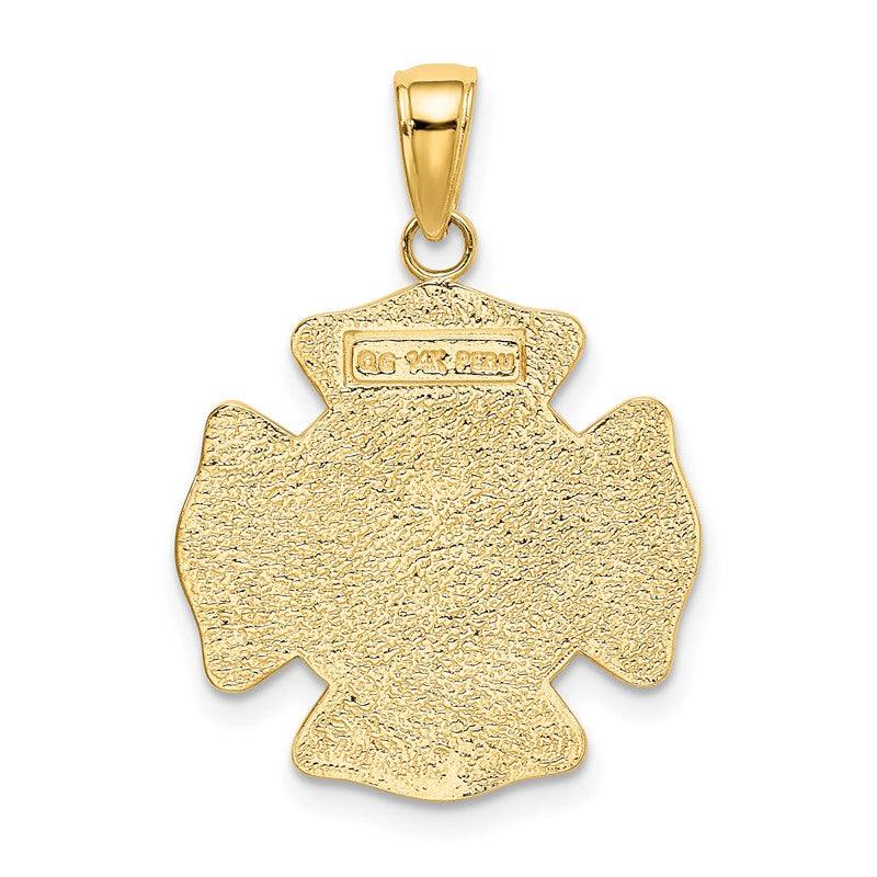 14k Two-tone Polished and Satin Solid Saint Florian Medal Pendant K5083