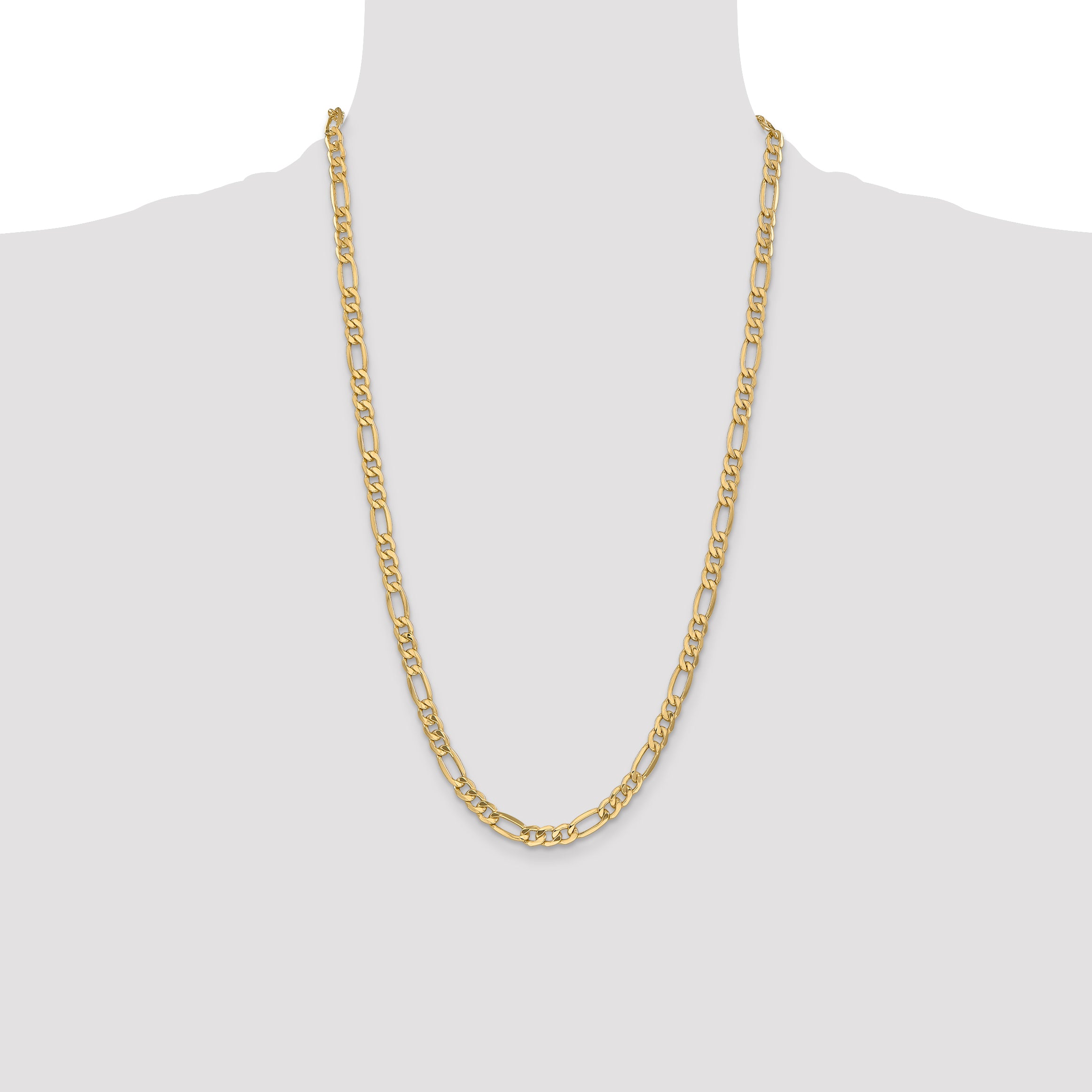 14K 26 inch 6.25mm Semi-Solid Figaro with Lobster Clasp Chain BC96