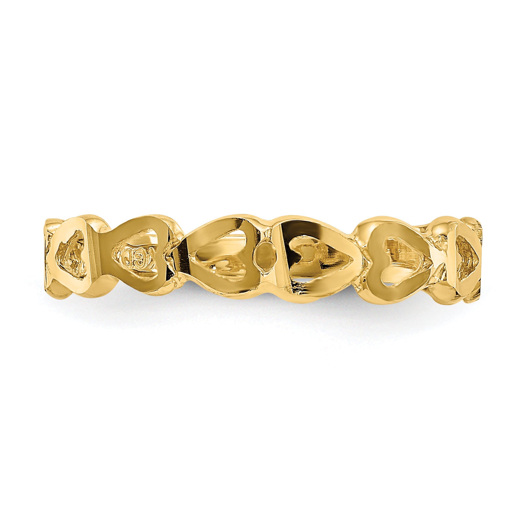 14k Polished Hearts Ring D112