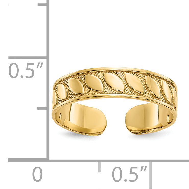 14k 4mm Leaf Design Toe Ring R547