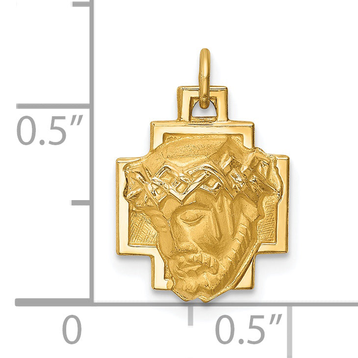 14k Hollow Polished and Satin Small Jesus Cross Medal XR1734