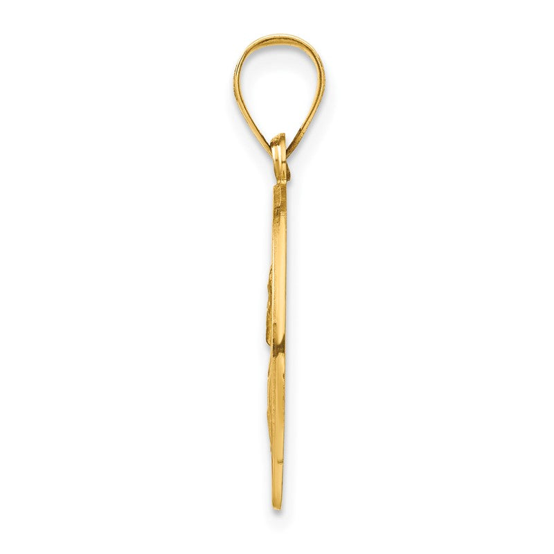 14k Polished and Satin Hollow St Paul Medal Round Pendant XR1377